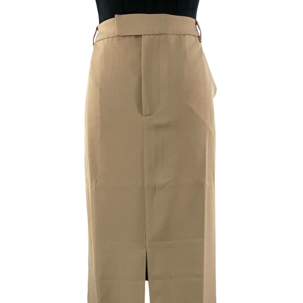 Tan, Khaki high waisted tailored skirt, front slit, Midi skirt, size 10,New - Picture 3 of 10